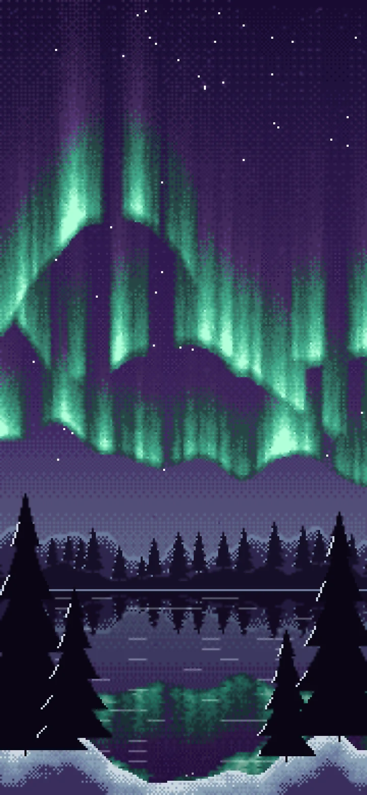 Dark Purple Pixel Art Northern Lights wallpaper for iPhone and Android