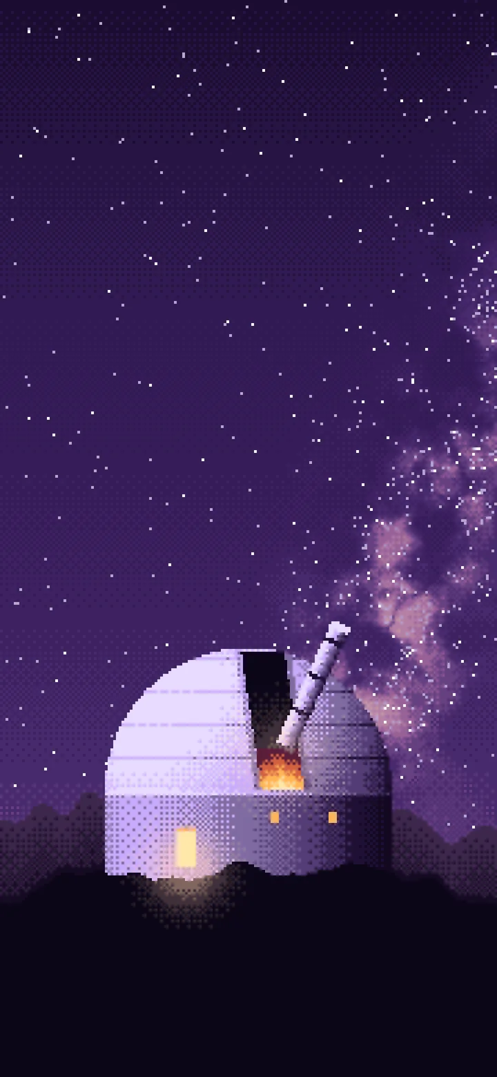 Dark Purple Pixel Art Observatory wallpaper for iPhone and Android