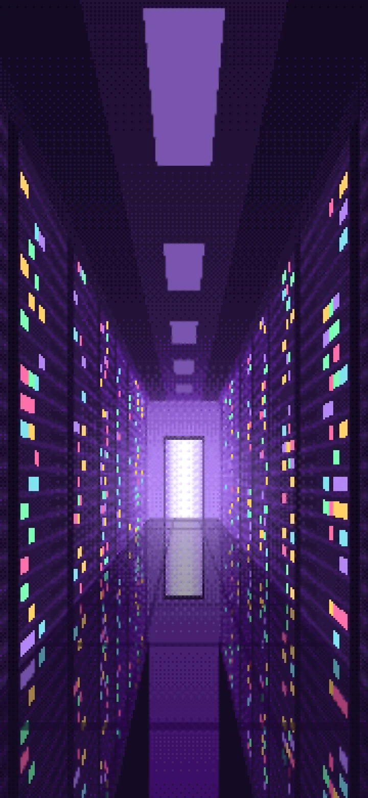 Dark Purple Pixel Art Server Room wallpaper for iPhone and Android