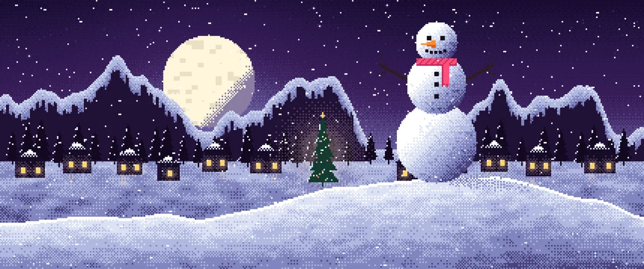Dark Purple Pixel Art Snowman ultrawide wallpaper, 3440 × 1440