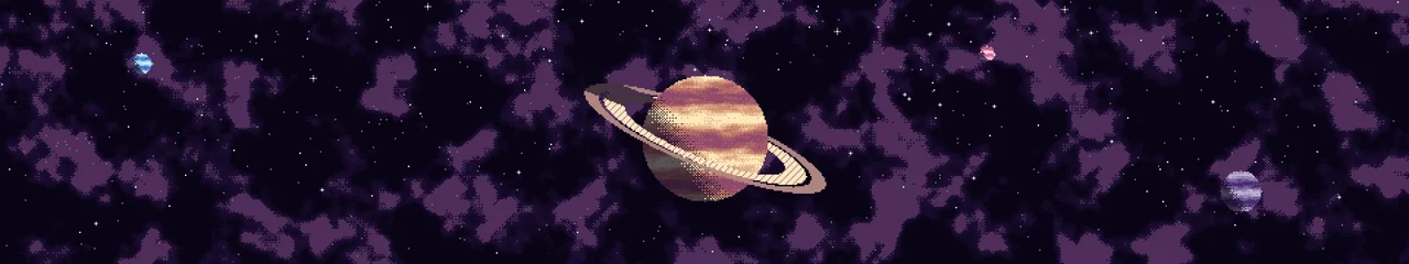 Dark Purple Pixel Art Space triple monitor wallpaper, 7680 × 1440