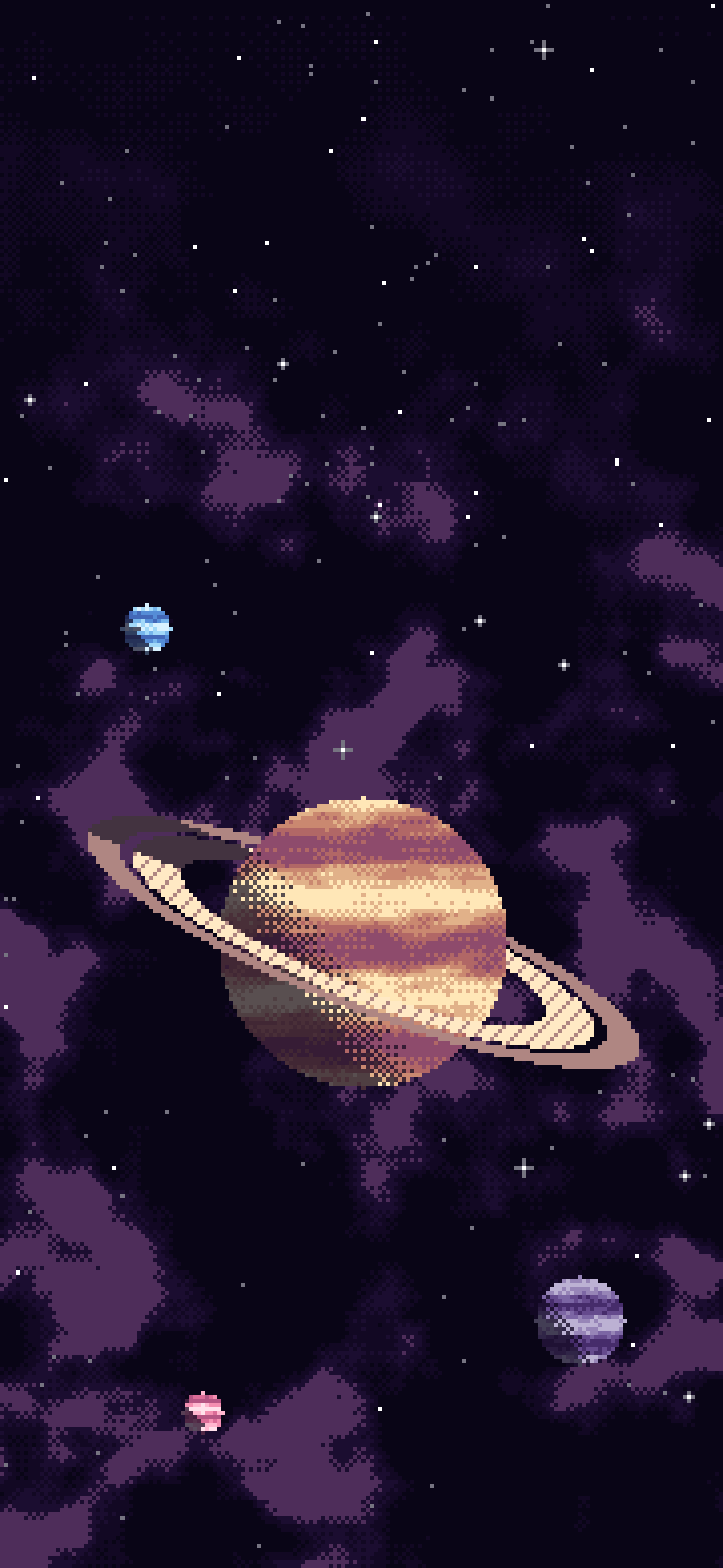 Dark Purple Pixel Art Space wallpaper for iPhone and Android