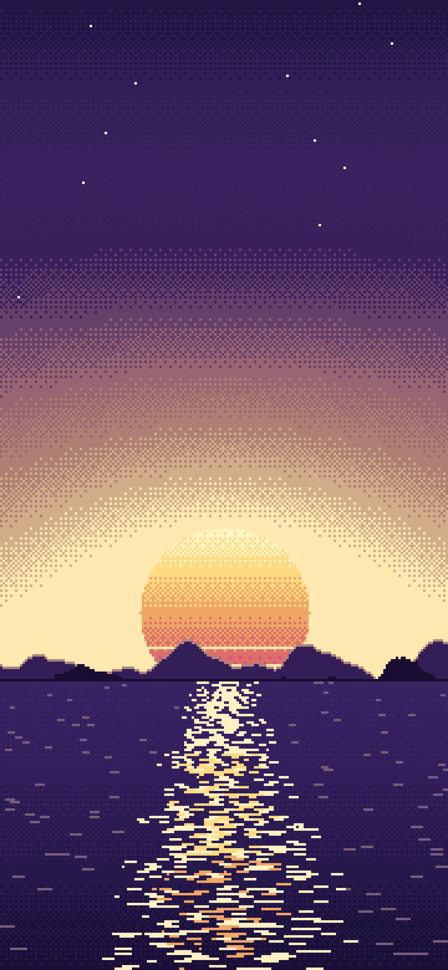 Dark Purple Pixel Art Sunset wallpaper for iPhone and Android