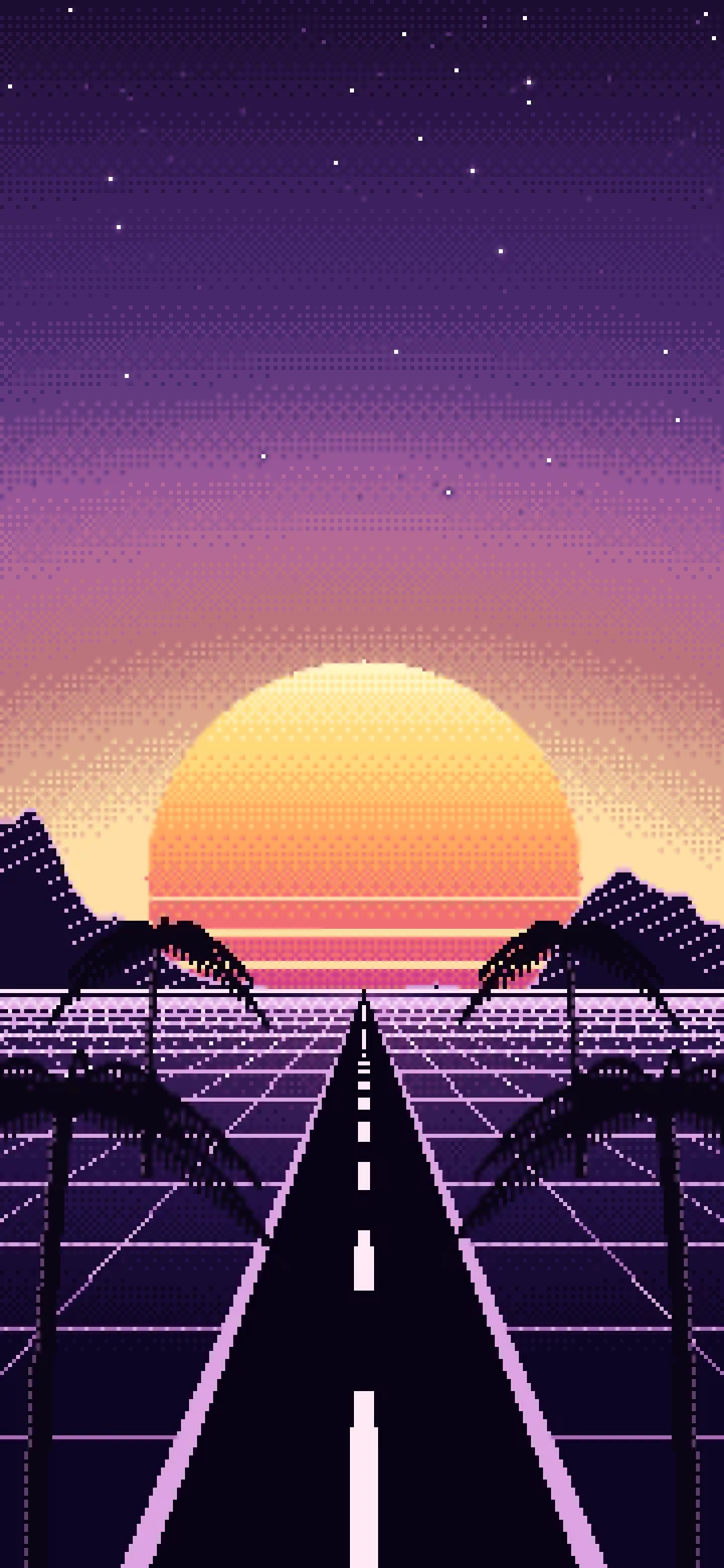 Dark Purple Pixel Art Synthwave wallpaper for iPhone and Android