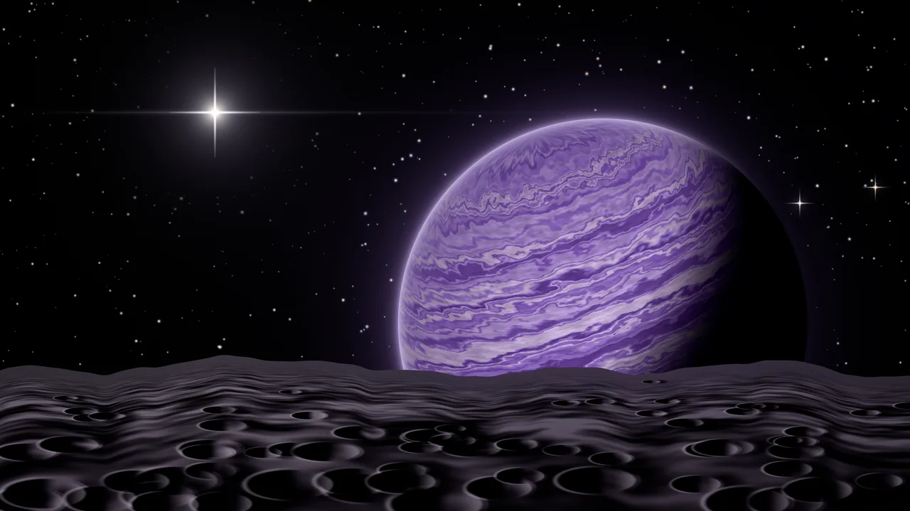 Dark Purple Planet Rise desktop wallpaper in 4K