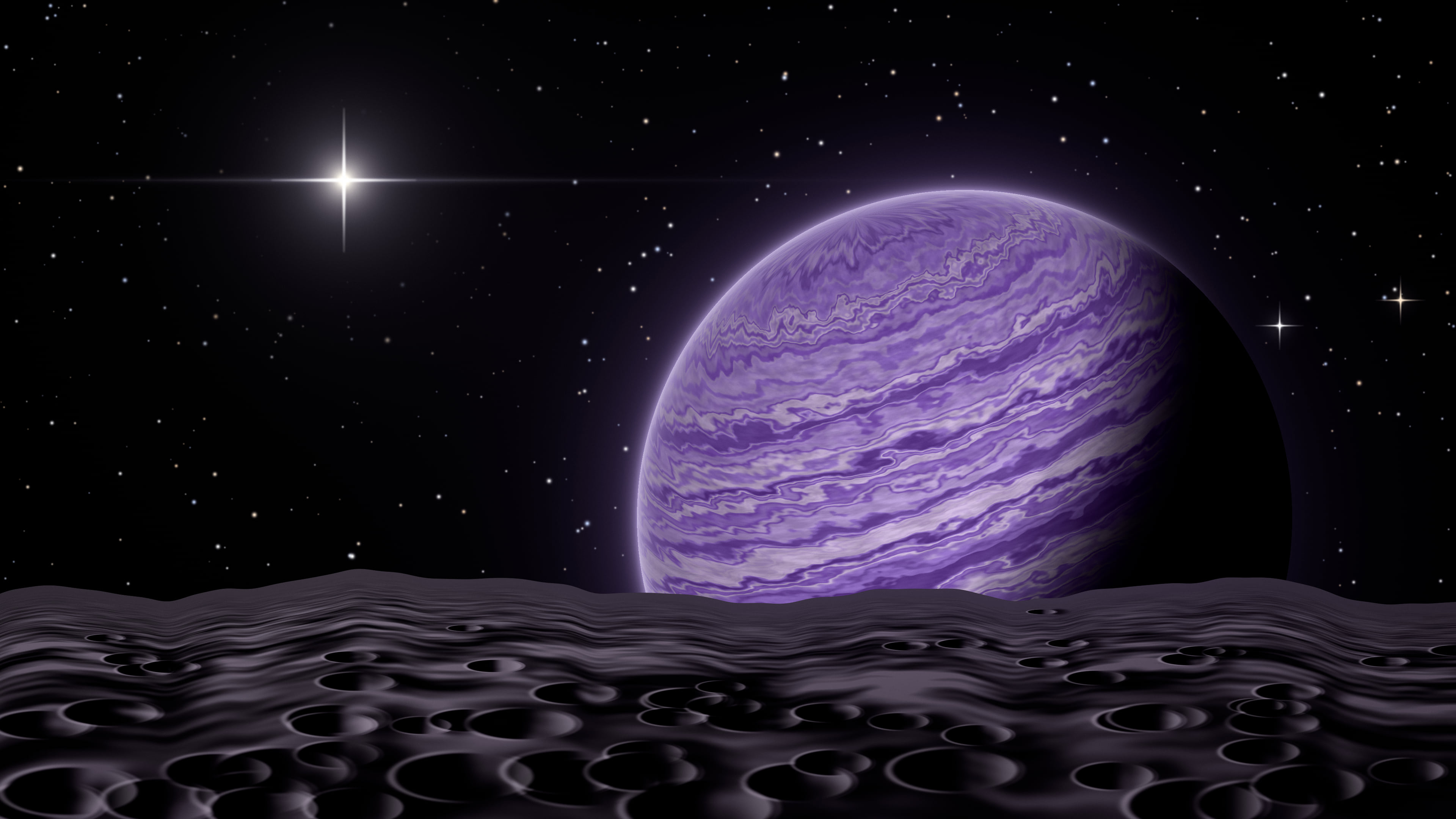 Dark Purple Planet Rise desktop wallpaper in 4K