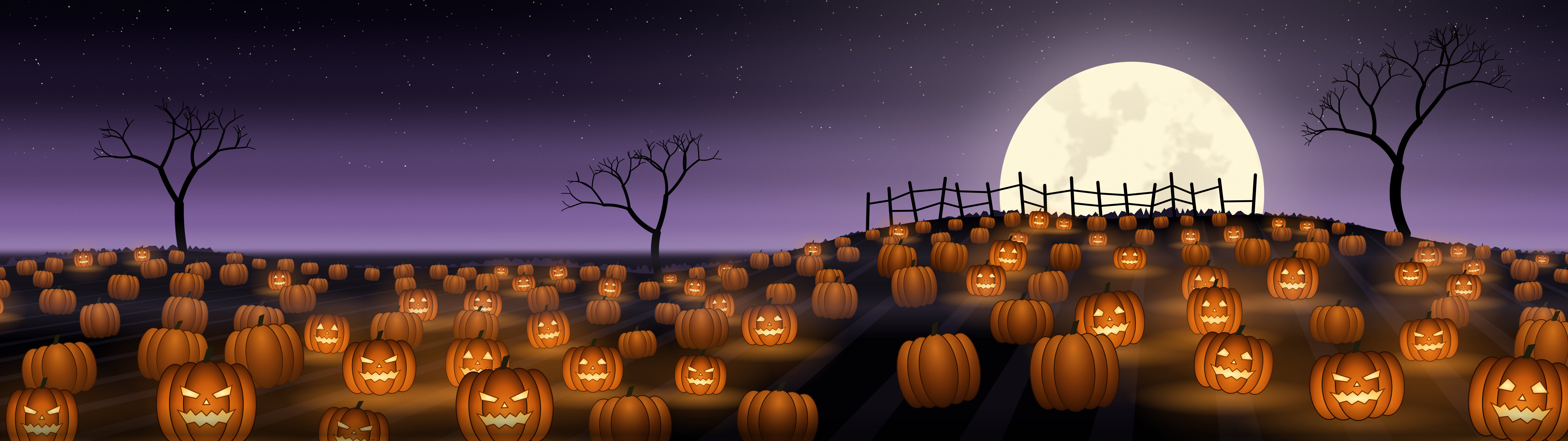 Dark Purple Pumpkin Patch dual monitor wallpaper, 7680 × 2160
