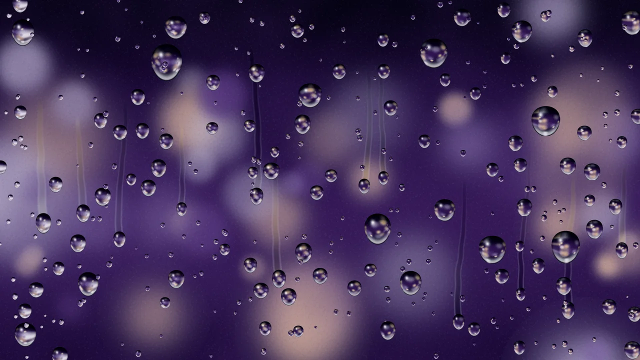 Dark Purple Rain on a Window desktop wallpaper in 4K