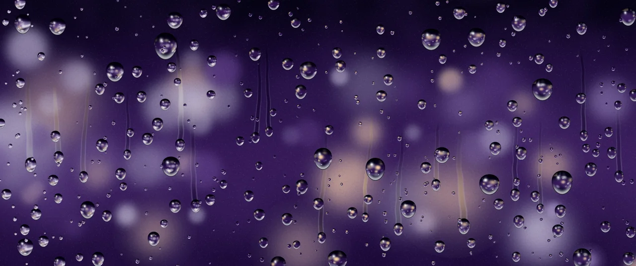 Dark Purple Rain on a Window ultrawide wallpaper, 3440 × 1440