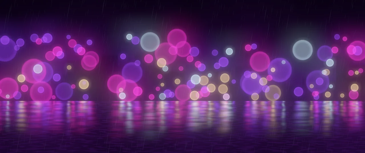 Dark Purple Rainy Neon City ultrawide wallpaper, 3440 × 1440