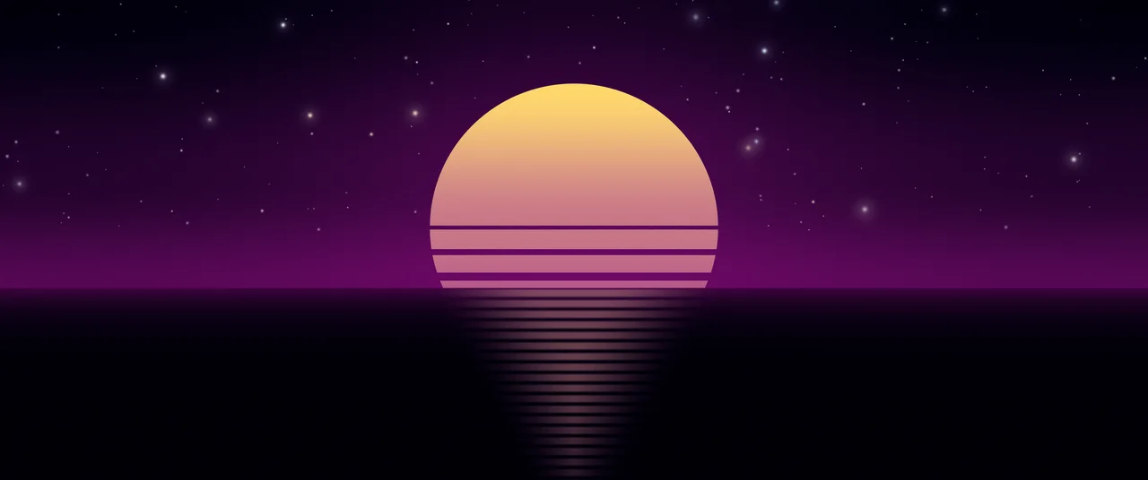 Dark Purple Retro Striped Sun ultrawide wallpaper, 3440 × 1440