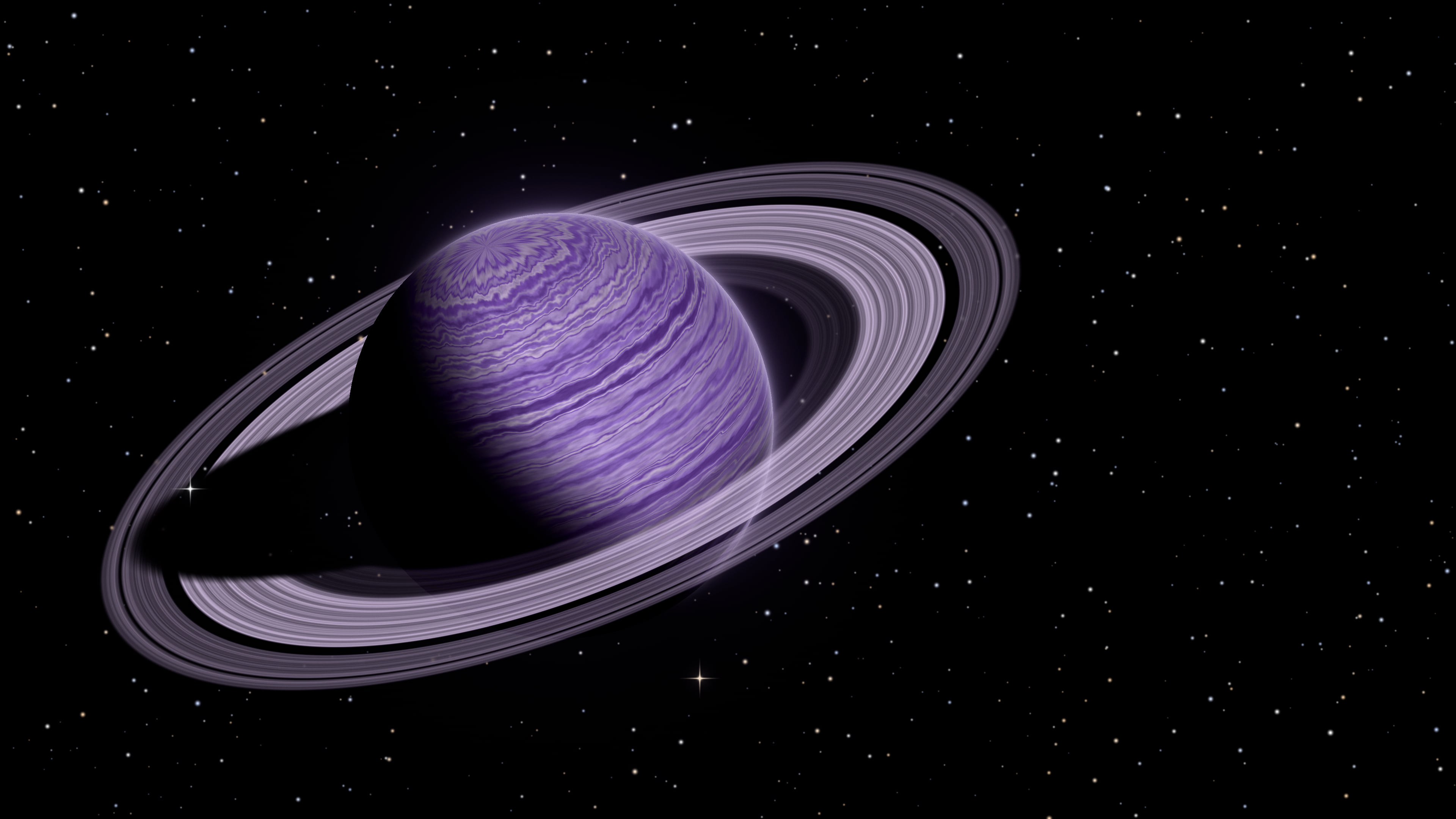 Dark Purple Ringed Saturn desktop wallpaper in 4K