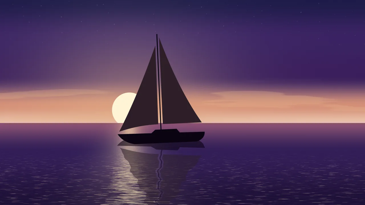 Dark Purple Sailboat Sunset desktop wallpaper in 4K