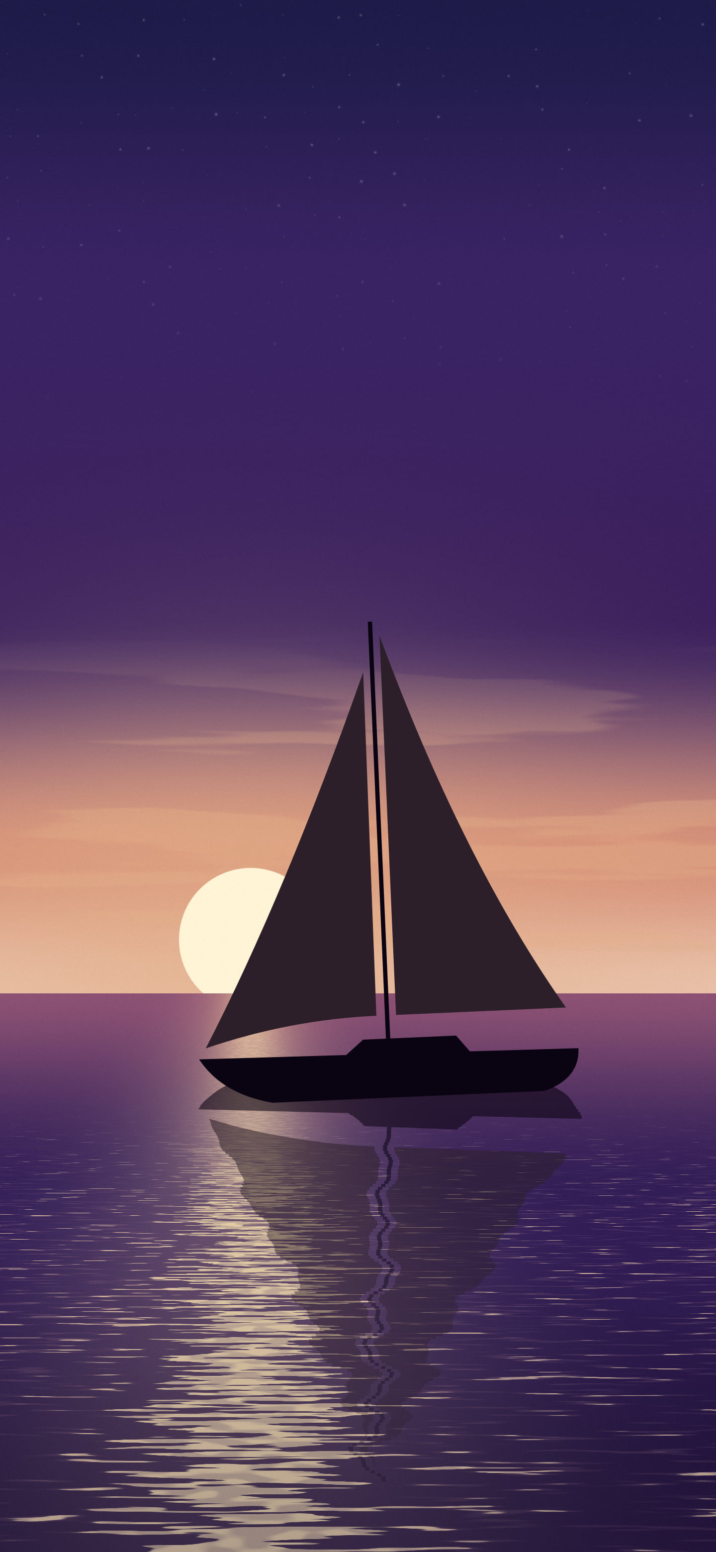 Dark Purple Sailboat Sunset wallpaper for iPhone and Android