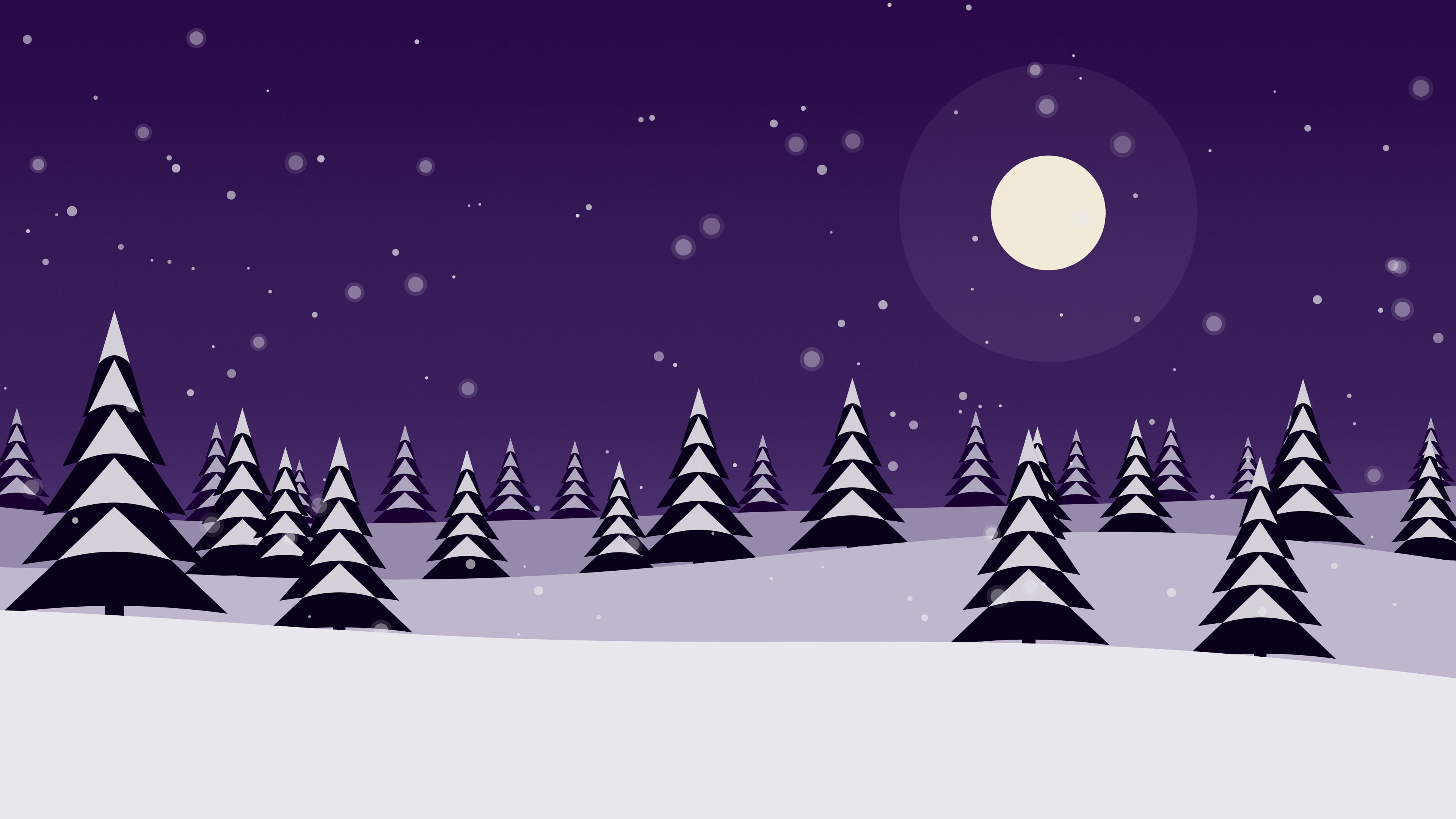 Dark Purple Snowy Forest desktop wallpaper in 4K
