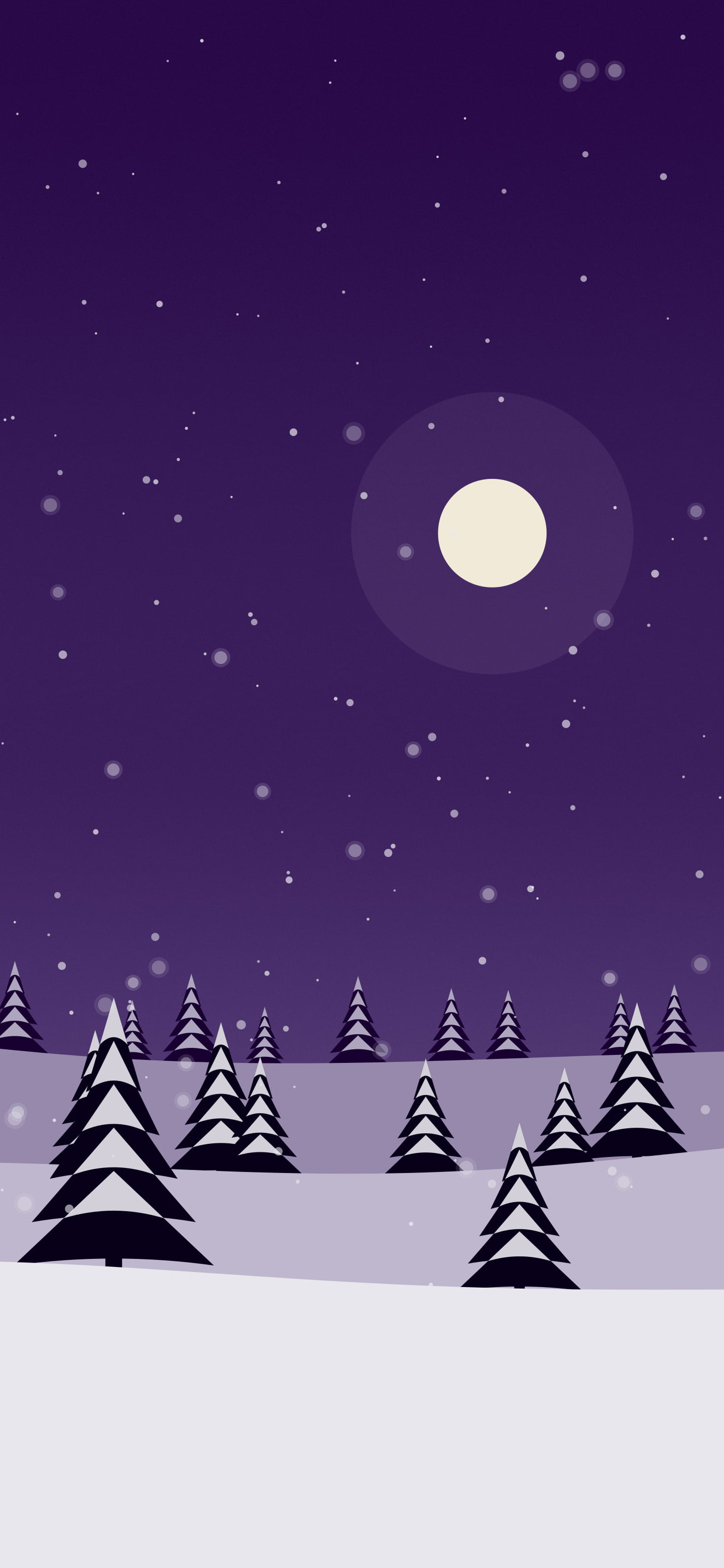 Dark Purple Snowy Forest wallpaper for iPhone and Android