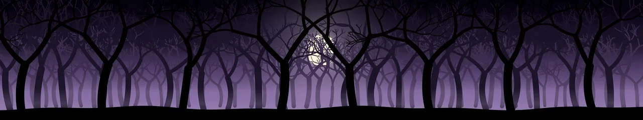 Dark Purple Spooky Forest triple monitor wallpaper, 7680 × 1440