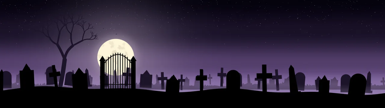 Dark Purple Spooky Graveyard dual monitor wallpaper, 7680 × 2160