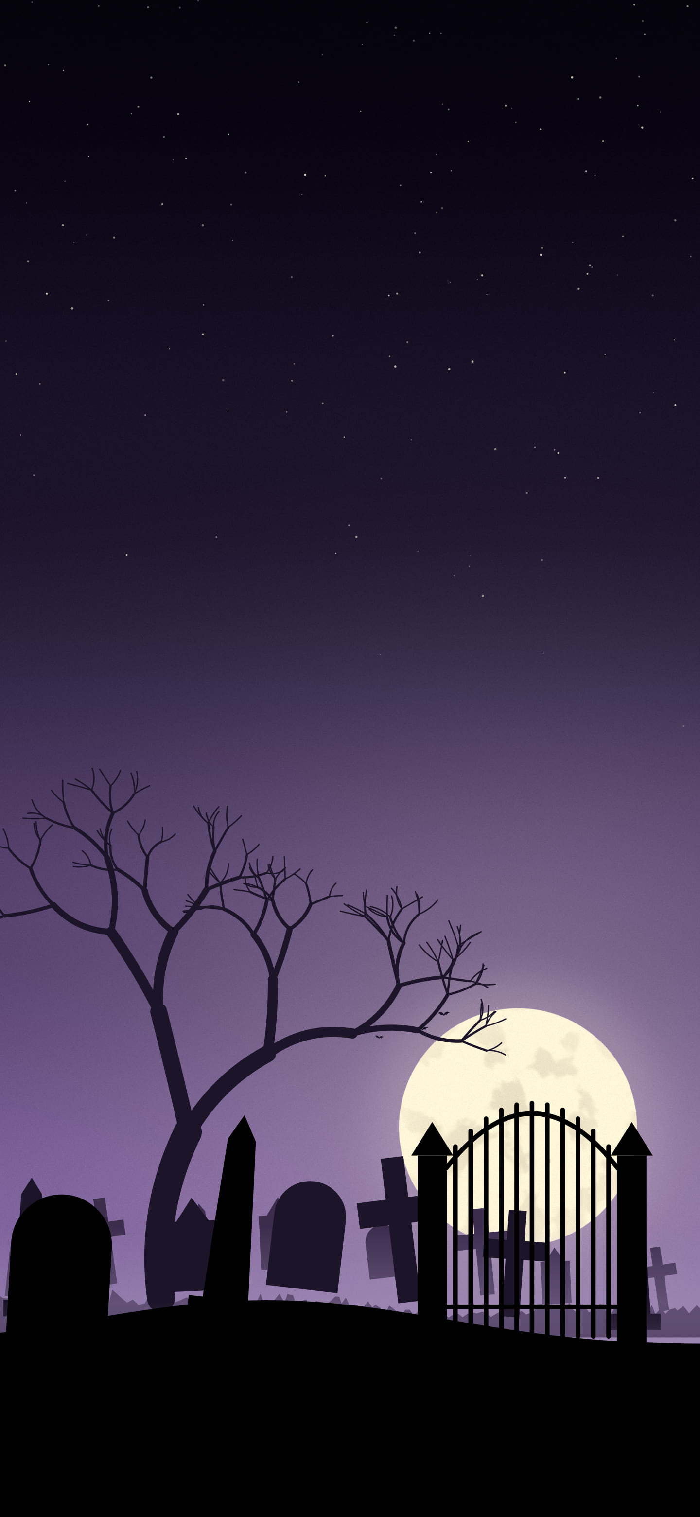 Dark Purple Spooky Graveyard wallpaper for iPhone and Android