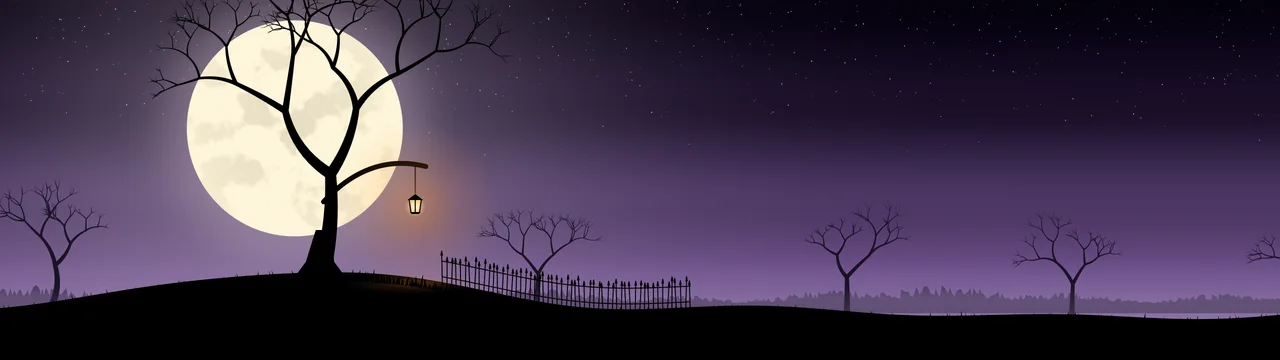 Dark Purple Spooky Tree and Moon dual monitor wallpaper, 7680 × 2160