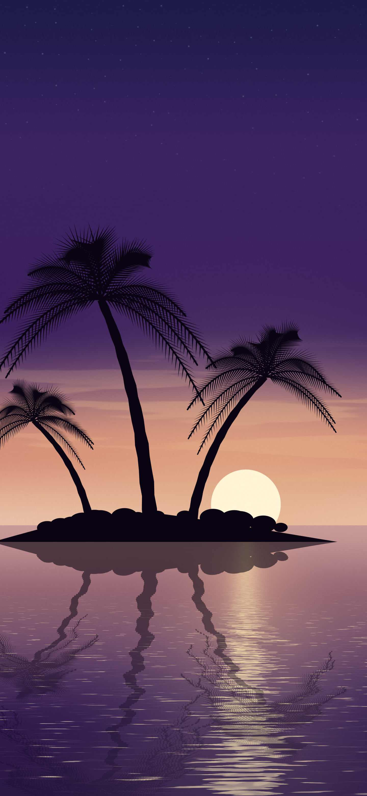 Dark Purple Tropical Island Sunset wallpaper for iPhone and Android