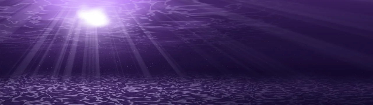 Dark Purple Underwater Sun Rays dual monitor wallpaper, 7680 × 2160
