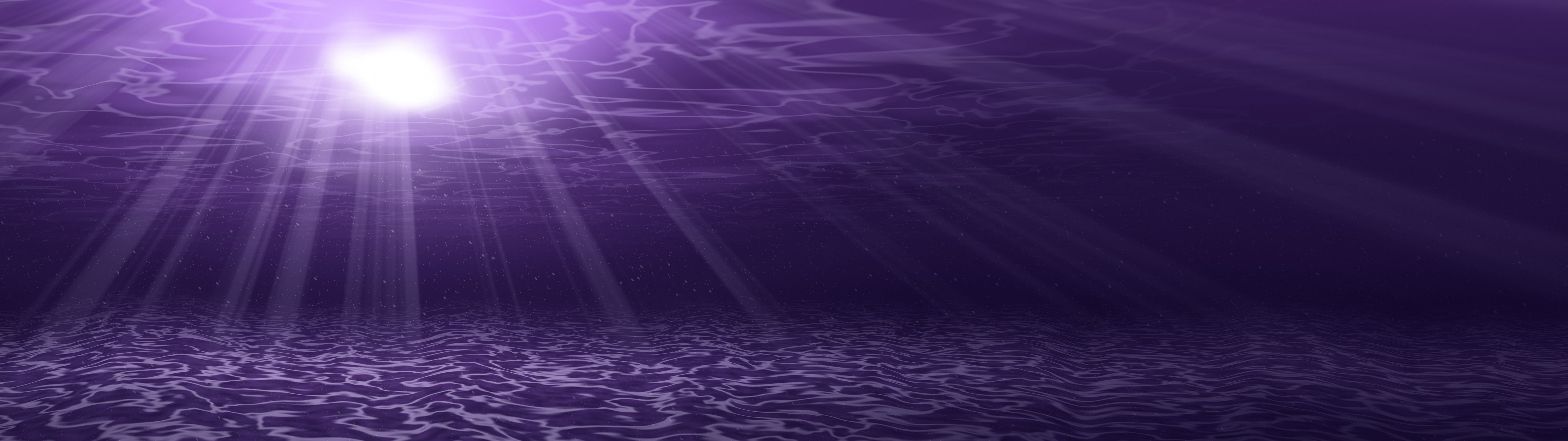 Dark Purple Underwater Sun Rays dual monitor wallpaper, 7680 × 2160