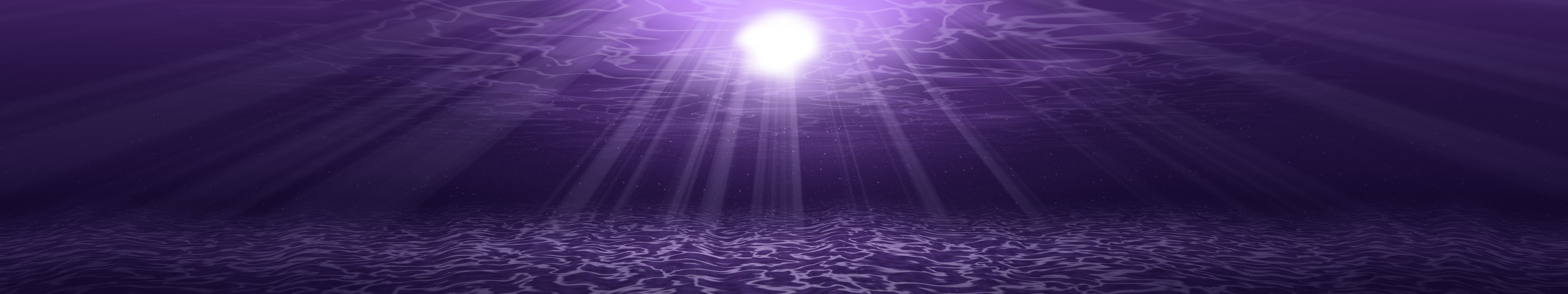 Dark Purple Underwater Sun Rays triple monitor wallpaper, 7680 × 1440