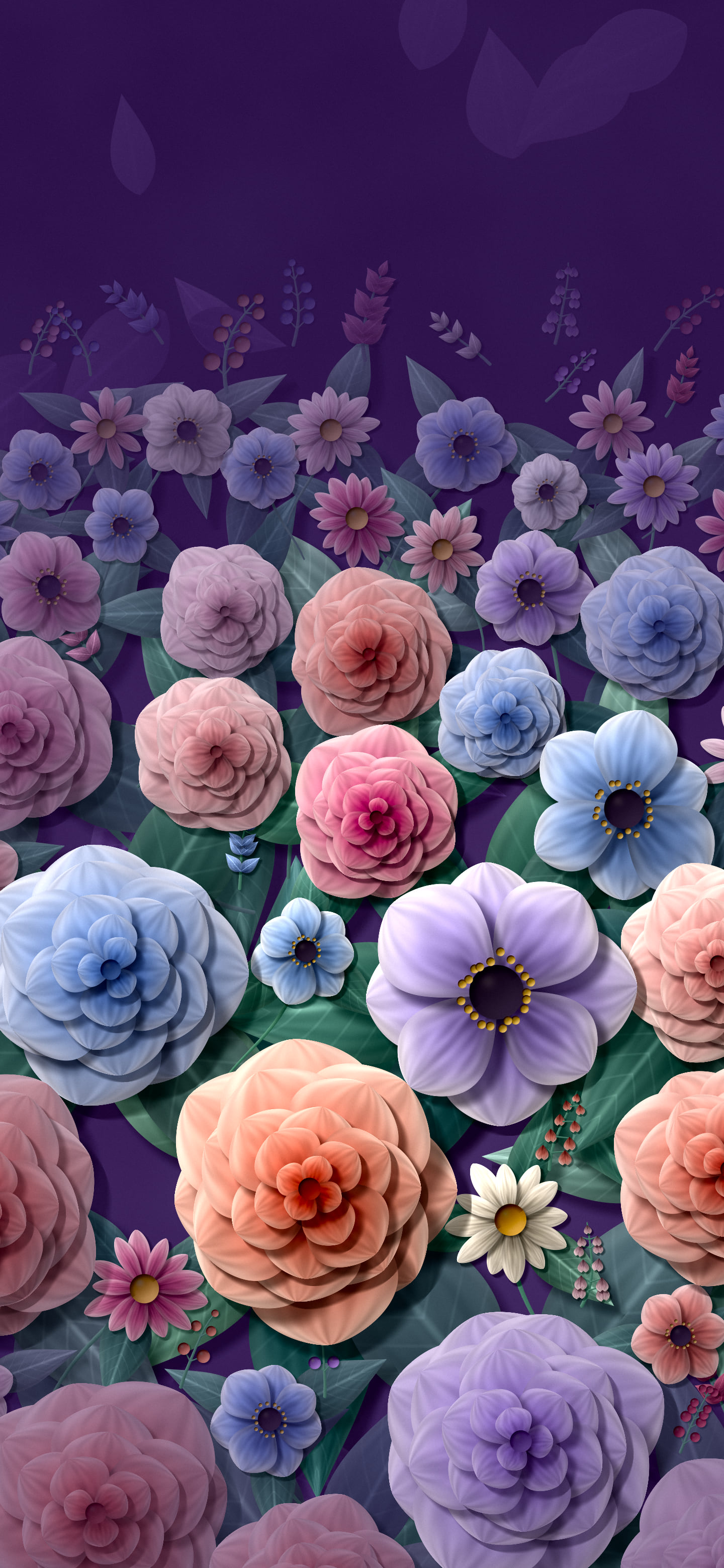 Dark Purple Vintage Floral Pattern wallpaper for iPhone and Android