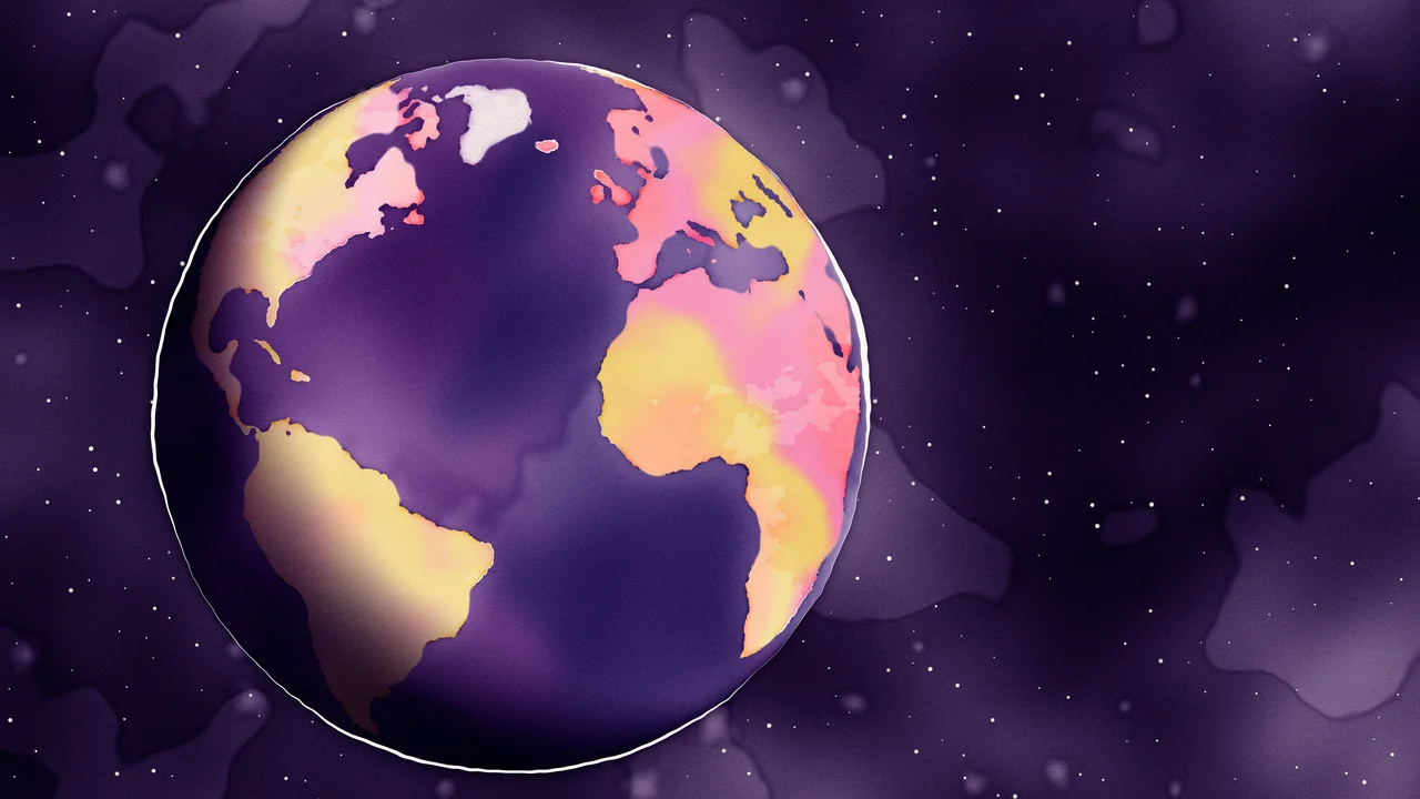 Dark Purple Watercolor Globe desktop wallpaper in 4K