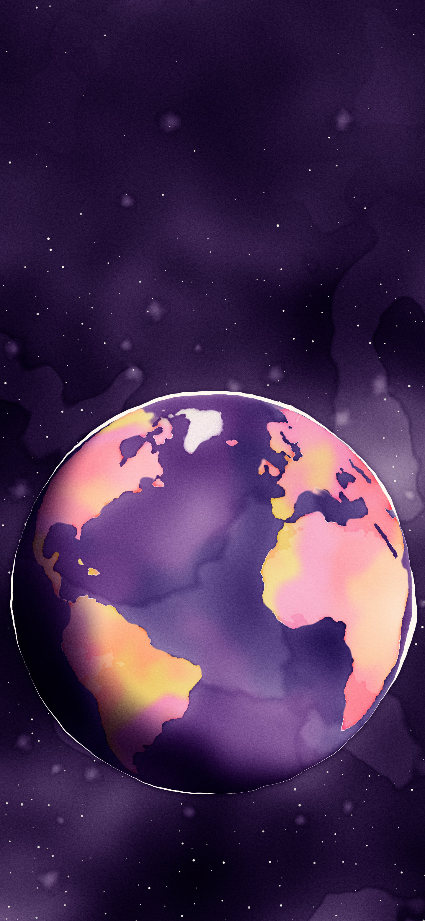 Dark Purple Watercolor Globe wallpaper for iPhone and Android