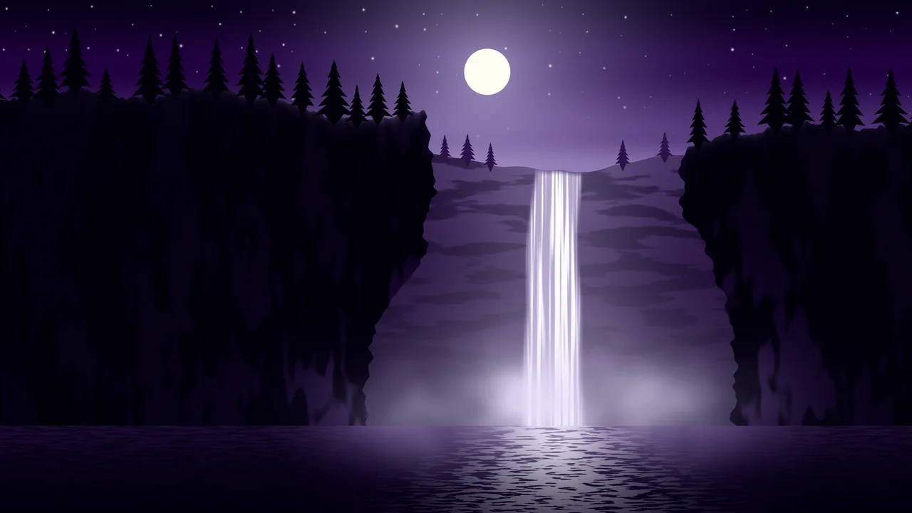 Dark Purple Waterfall desktop wallpaper in 4K