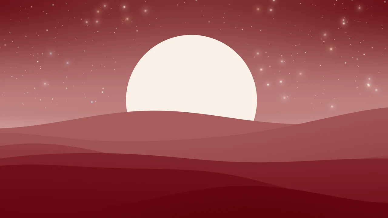 Dark Red and Ivory Minimalist Sunset Hills desktop wallpaper in 4K