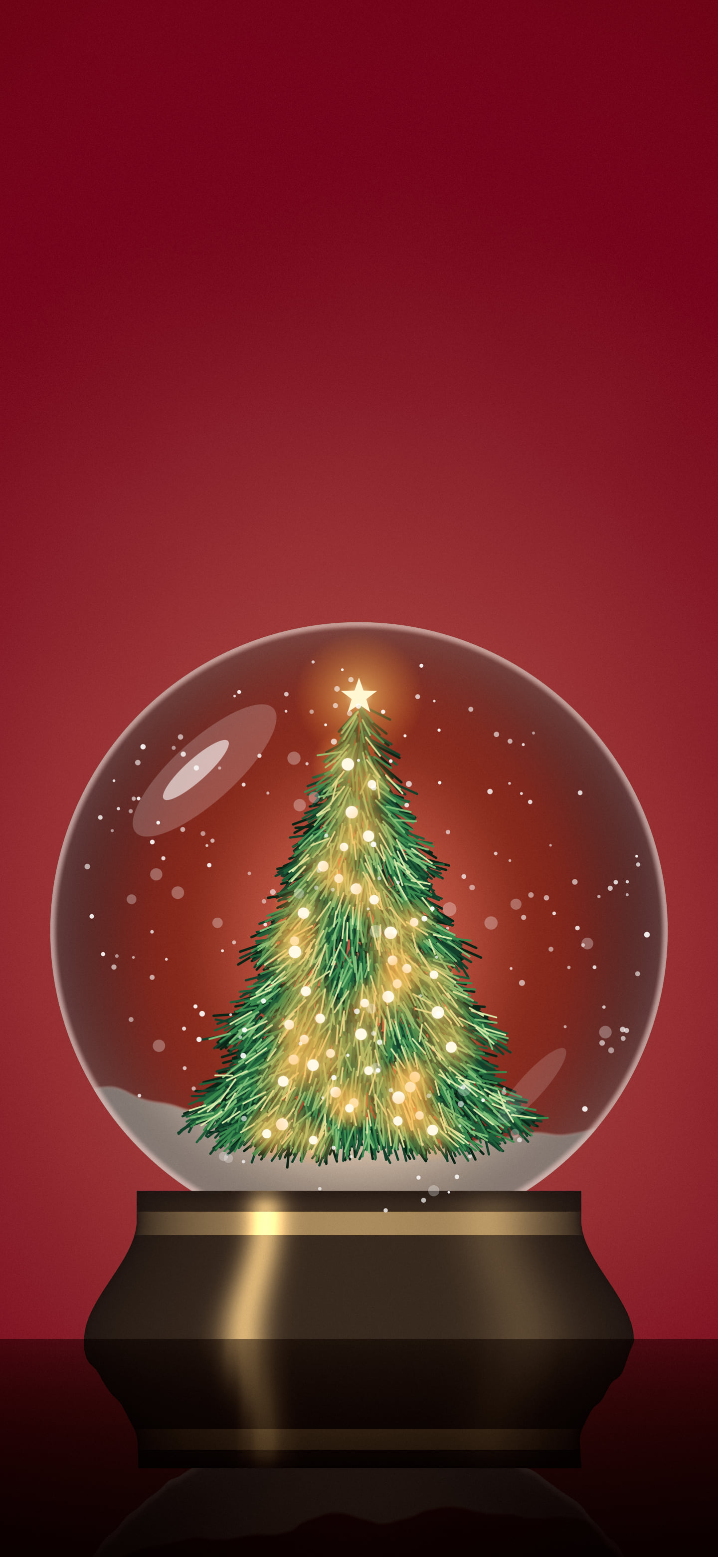 Dark Red Christmas Snow Globe wallpaper for iPhone and Android