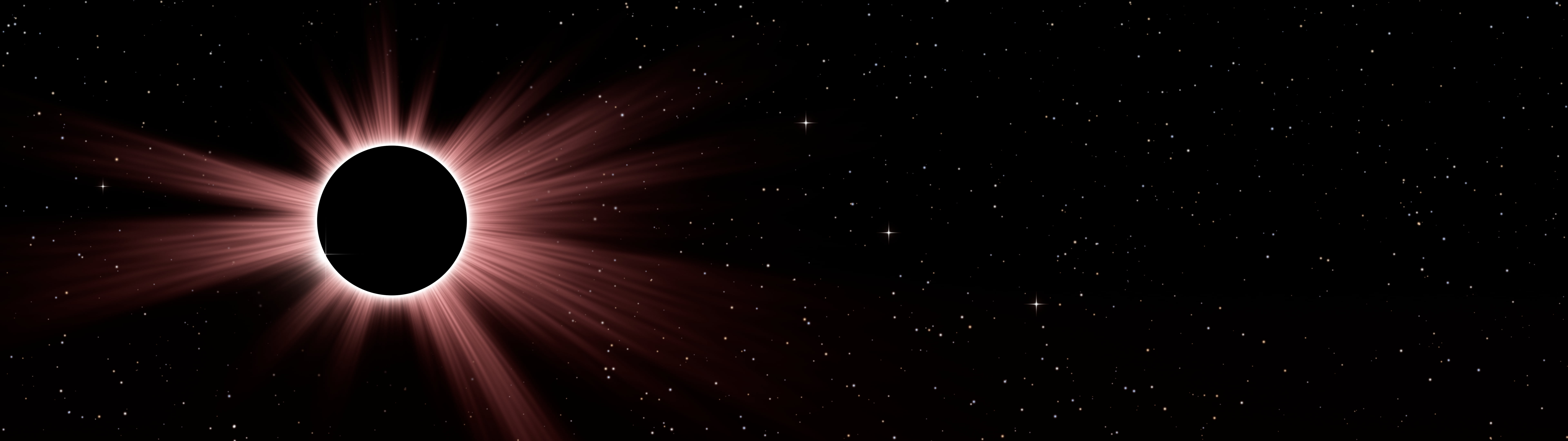 Dark Red Eclipse dual monitor wallpaper, 7680 × 2160