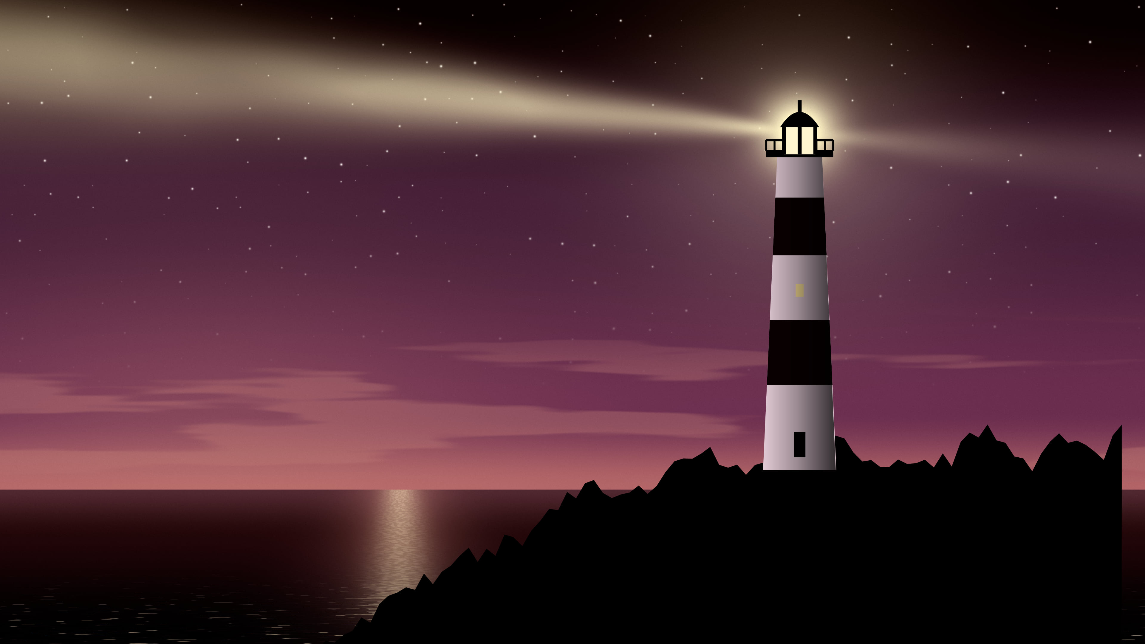 Dark Red Lighthouse desktop wallpaper in 4K