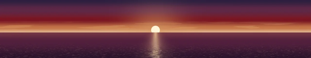 Dark Red Ocean Sunset triple monitor wallpaper, 7680 × 1440
