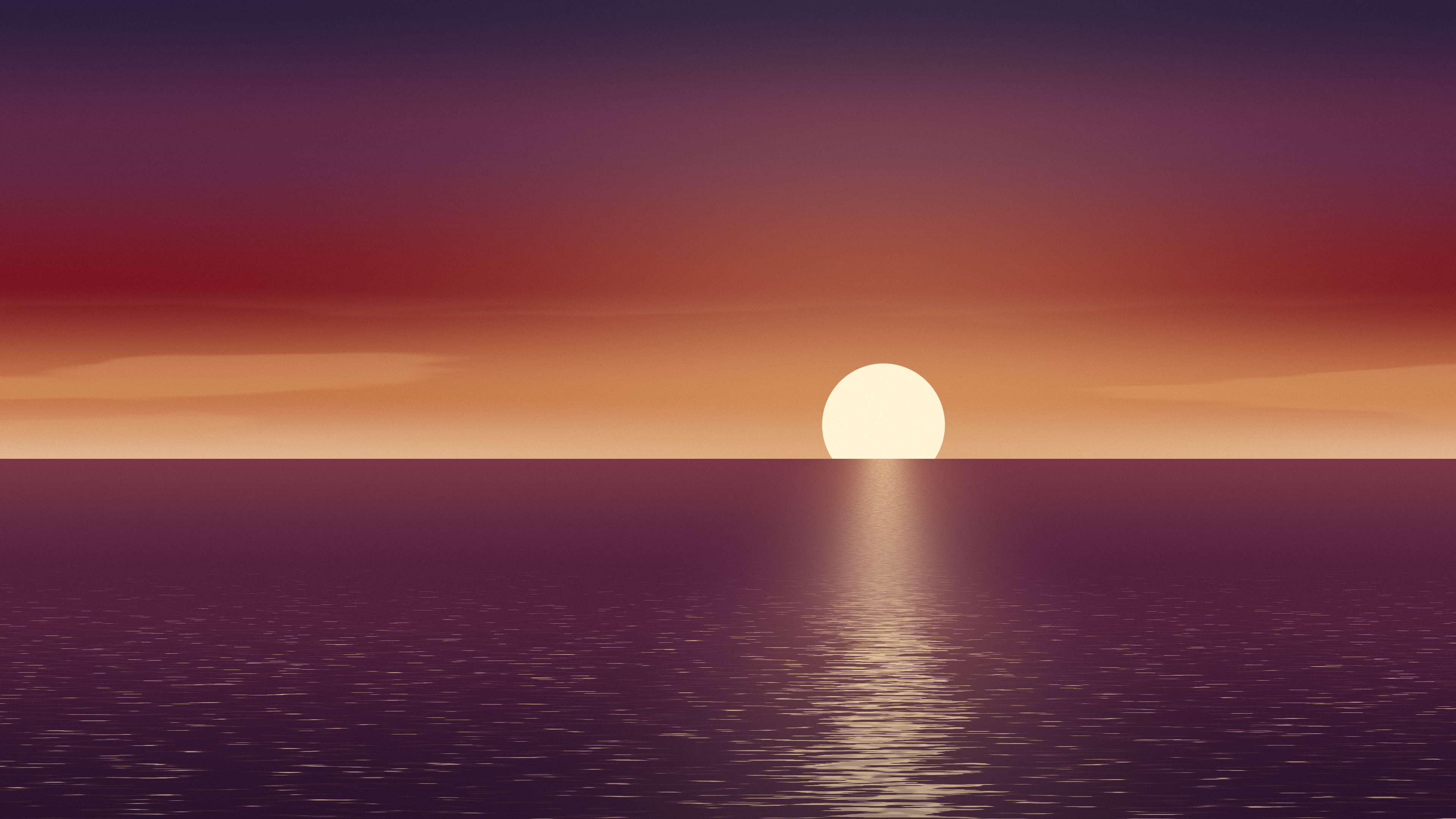 Dark Red Ocean Sunset desktop wallpaper in 4K