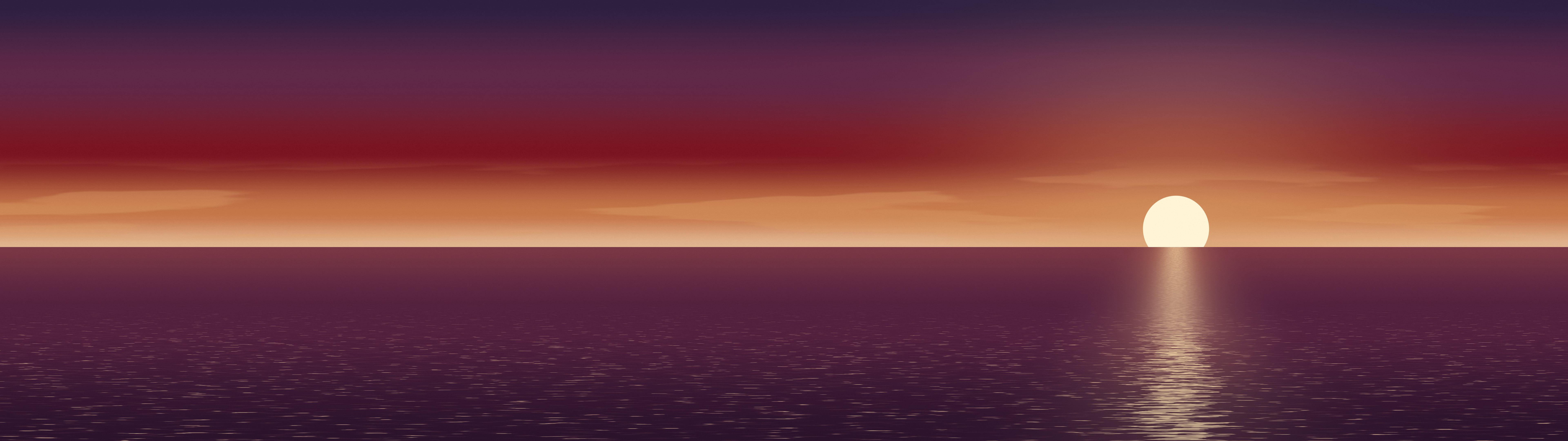 Dark Red Ocean Sunset dual monitor wallpaper, 7680 × 2160