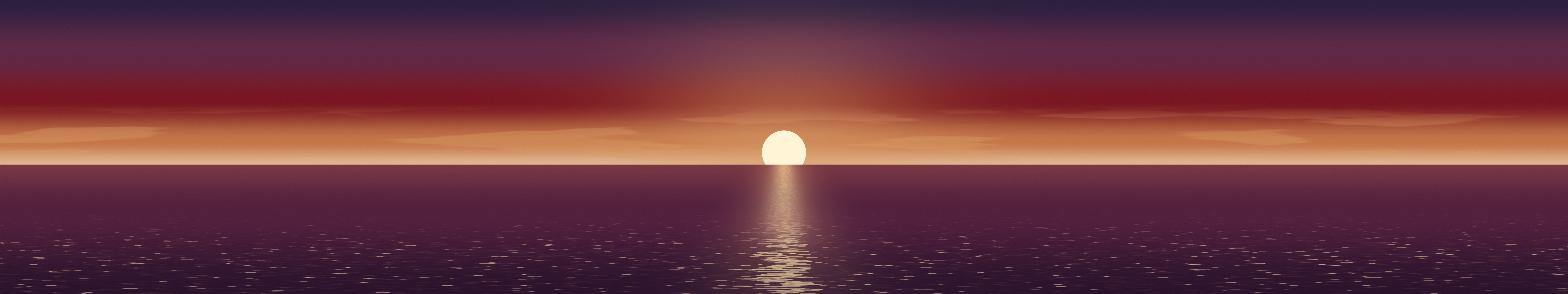 Dark Red Ocean Sunset triple monitor wallpaper, 7680 × 1440