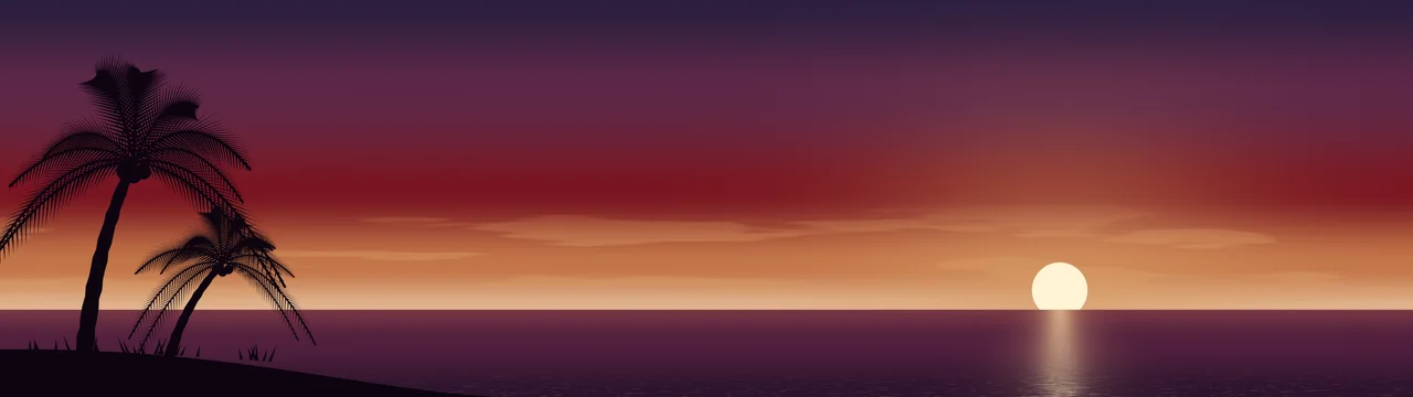 Dark Red Palm Tree Sunset dual monitor wallpaper, 7680 × 2160