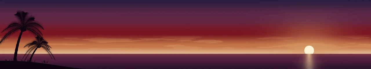Dark Red Palm Tree Sunset triple monitor wallpaper, 7680 × 1440
