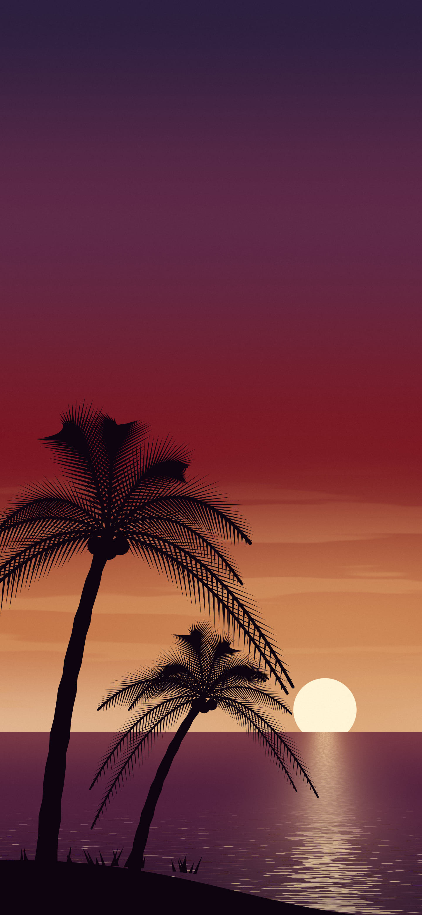 Dark Red Palm Tree Sunset wallpaper for iPhone and Android