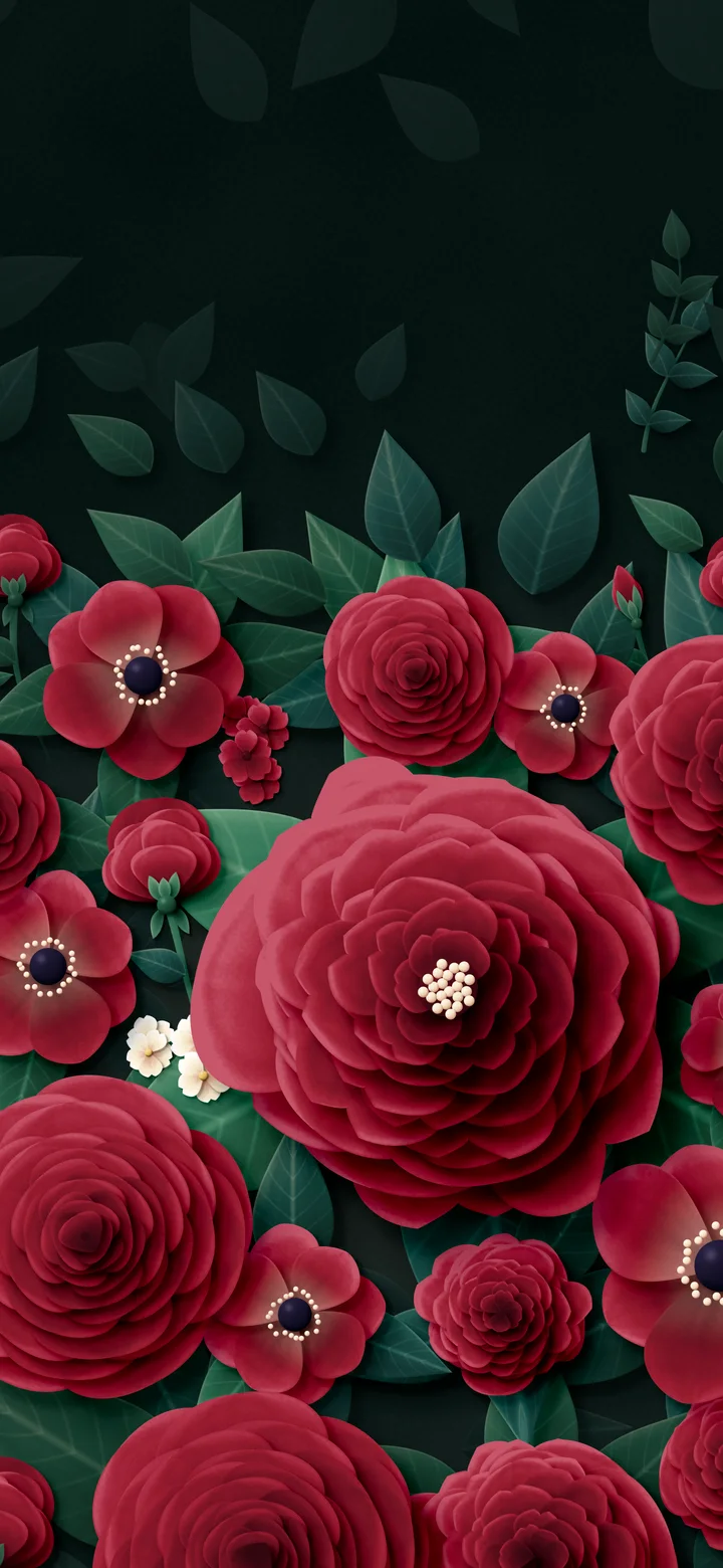 Dark Red Paper Flower Garden wallpaper for iPhone and Android