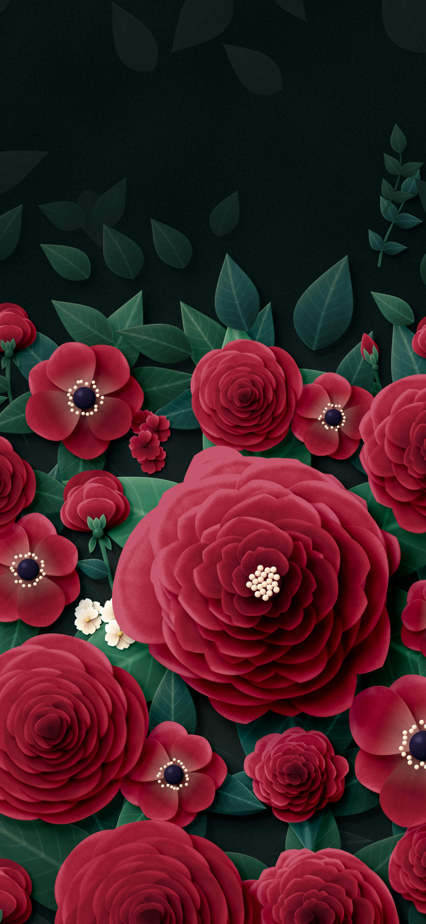Dark Red Paper Flower Garden wallpaper for iPhone and Android