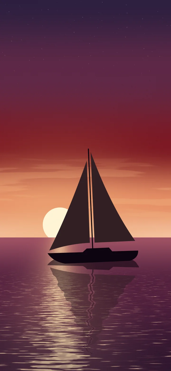 Dark Red Sailboat Sunset wallpaper for iPhone and Android