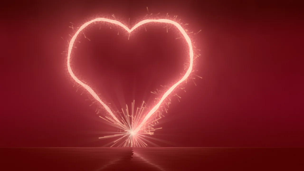 Dark Red Sparkler Heart desktop wallpaper in 4K