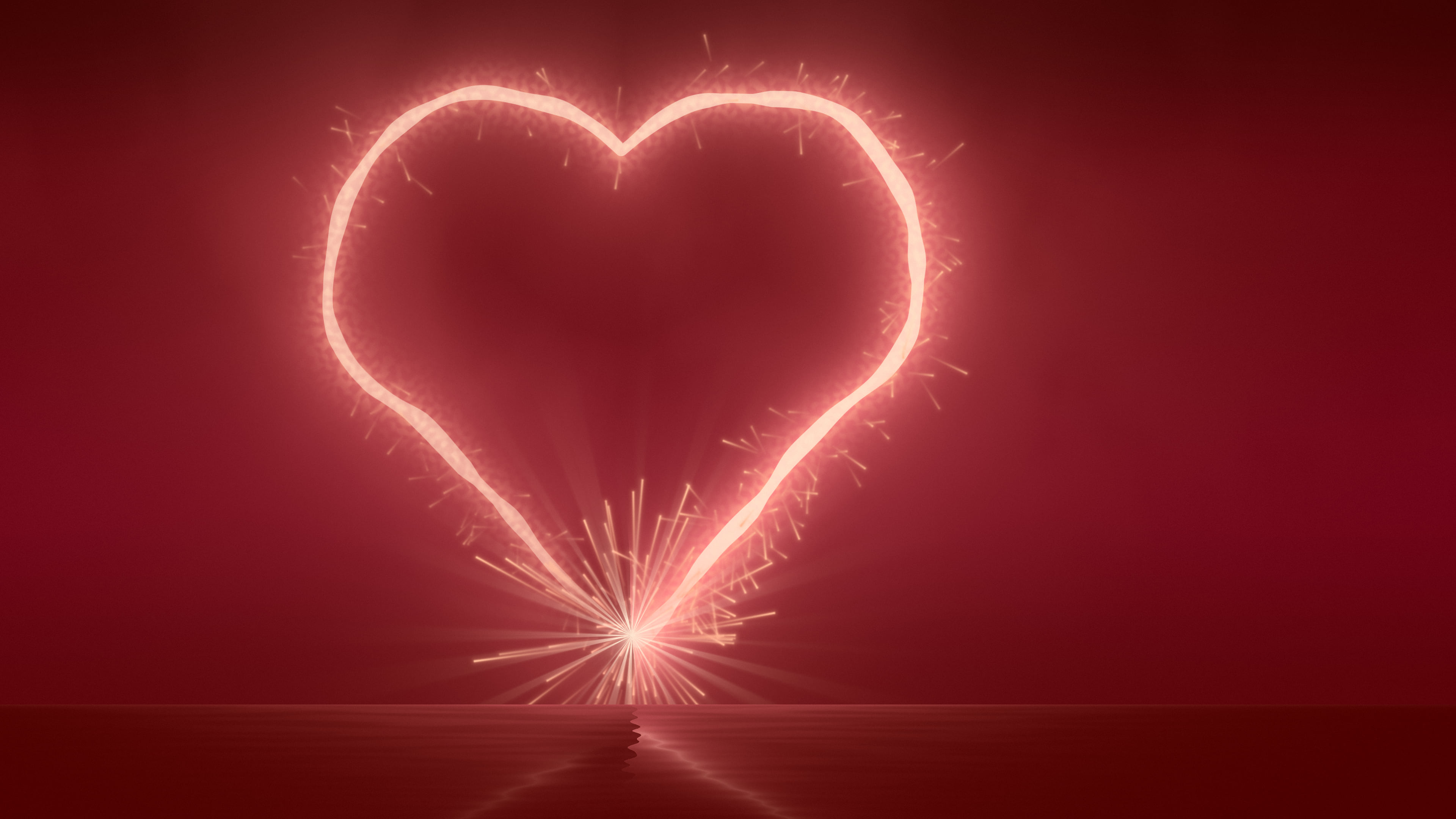 Dark Red Sparkler Heart desktop wallpaper in 4K