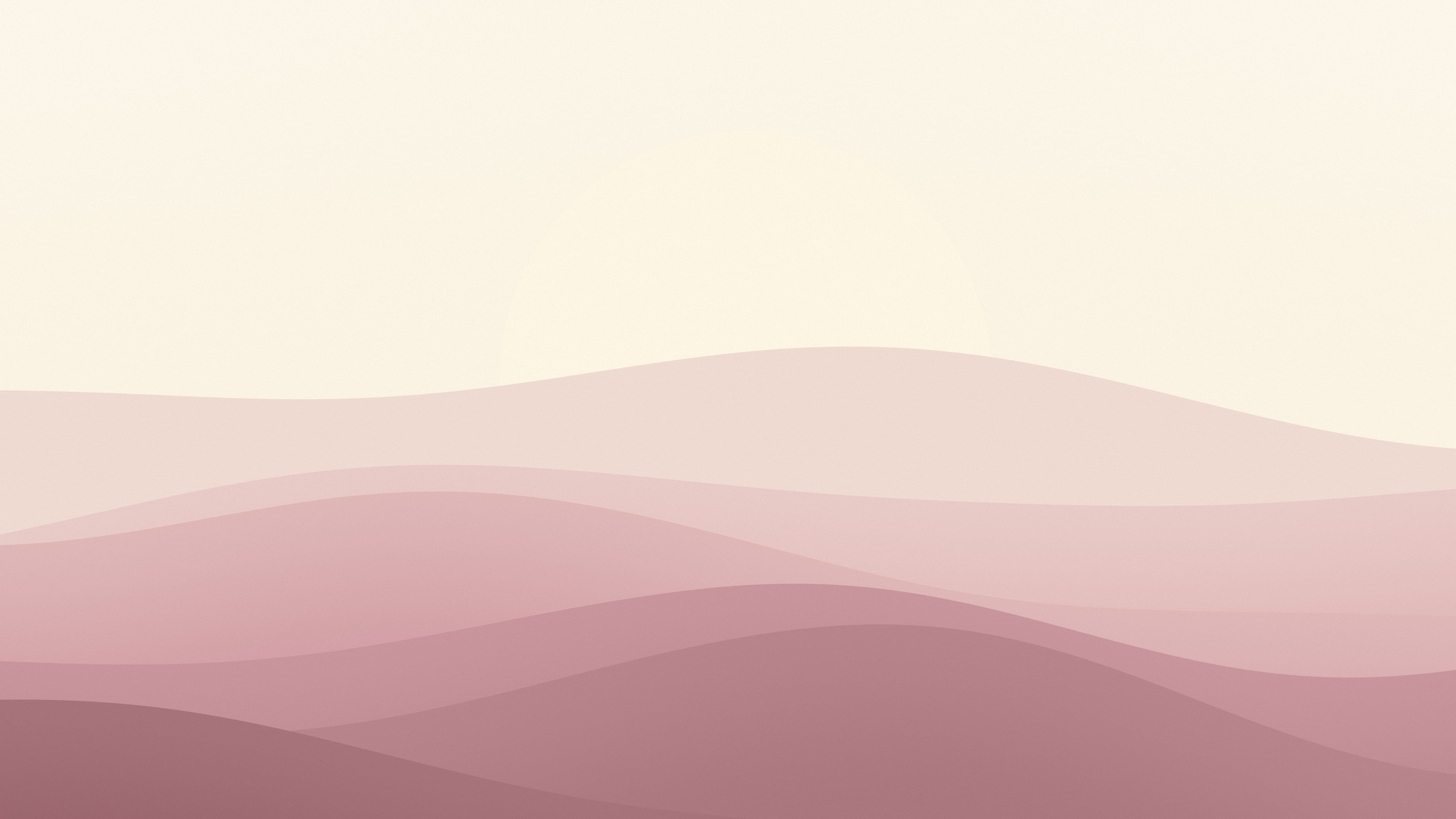 Dusty Rose and Cream Minimalist Sunset Hills desktop wallpaper in 4K