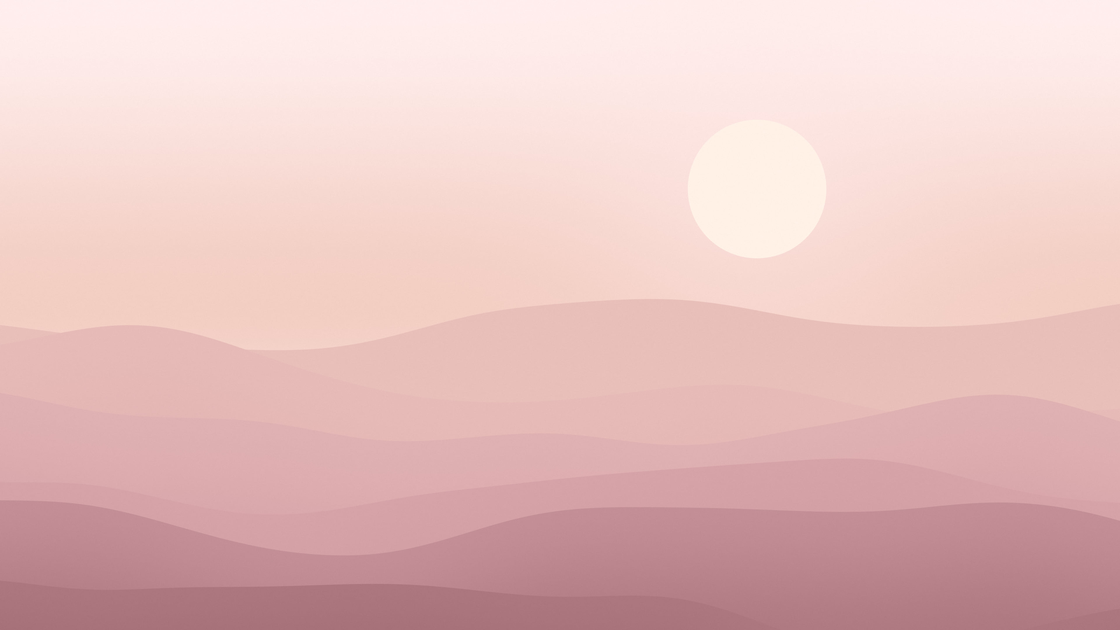 Dusty Rose Minimalist Desert Dunes desktop wallpaper in 4K